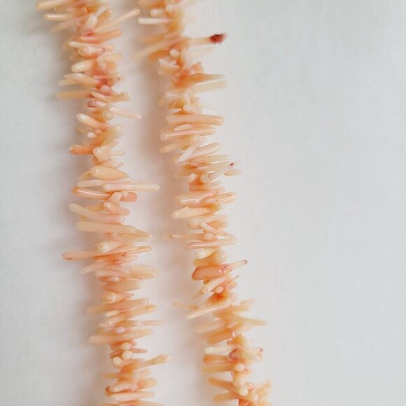 Infinity Angel Skin Coral Stick Branch Necklace Bead Strand 60" Salmon Color - Picture 2 of 5